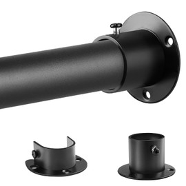 Closet Rods for Hanging Clothes, 1.3 Inch Diameter Heavy Duty Closet Rod 17-87 Inch Adjustable Clothes Hanging Bar Metal Black Shower Curtain Rods for Closet, Wardrobes, Bathroom, Windows