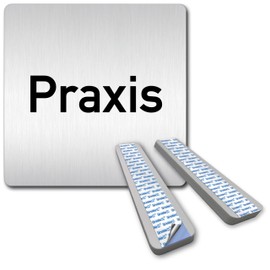 Türschilder24 XXL Door Sign, 125 x 125 mm, Praxis Arztpraxis, 1.5 mm Aluminium Solid Material, 100% Made in Germany (Praxis + Spacers)