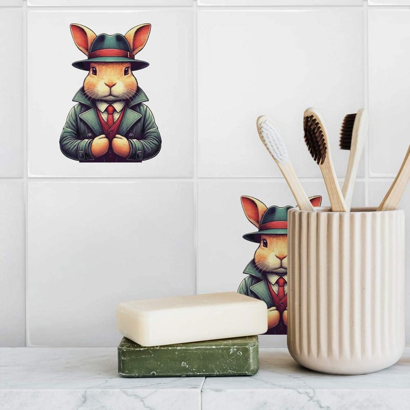 Azeeda 'Secret Service Rabbit' 108mm Square Ceramic Tile (TD00029645)