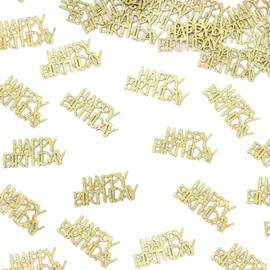 Vofrise Gold Happy Birthday Confetti for Tables Glitter Birthday Party Table Scatters for Adult/Kids Birthday Anniversary DIY Crafts Party Supplies 100PC