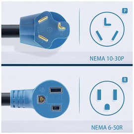 Dryer Outlet to Welder Adapter Cord NEMA 10-30P to 6-50R,Converts 3-Prong Dryer Plug for 50A Welder,30 Amp 250V 12-Inch Power Cord for Garage,Shop and Farm Use