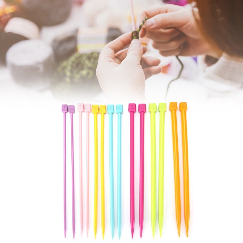 14 Pcs Knitting Needles Multicolour Portable 25cm Sweater Needle Plastic