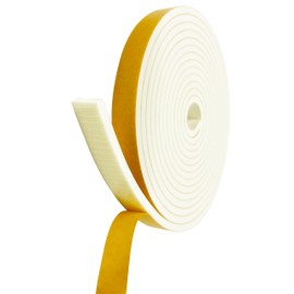 Weather Stripping Foam Tape, 17 Ft Door Seal Strip, EVA Material, High Density 1/4" Thick, No Residue Adhesive, Weatherproof Door Seal Strip for Sliding Door, Windows, White (3/4" Wide)