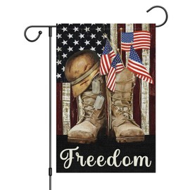Louise Maelys Patriotic Memorial Day Garden Flag 12x18 Double Sided, Small Burlap Thank You Boots Garden Yard Flags Banner Independence Day American Veterans Outdoor House Decorations (ONLY FLAG)