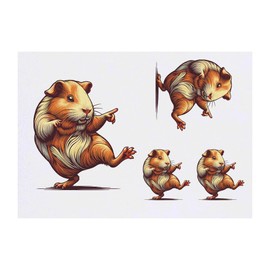 Azeeda 4 x 'Meerschweinchentanz' Temporäre Tattoos - Wasserfest, Hautfreundlich & Ungiftig · Transfers in Verschiedenen Größen (TO00084252)