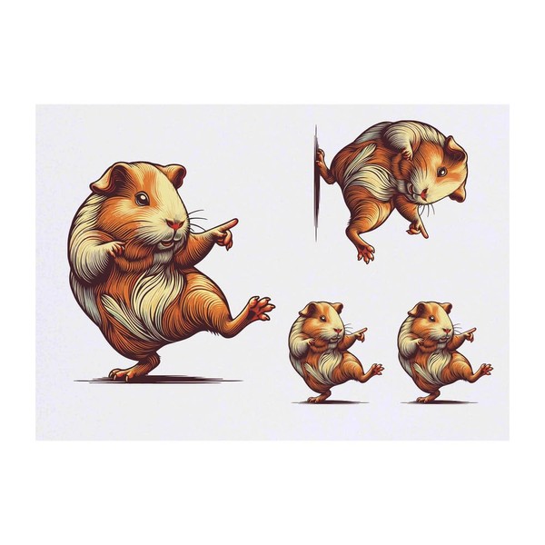 Azeeda 4 x 'Meerschweinchentanz' Temporäre Tattoos - Wasserfest, Hautfreundlich &