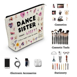 YULUENZE Dancing Gift Dance Sister Makeup Bag Ballet Dancer Gift Makeup Organizer Bag Toiletry Pouch with Zipper Dance Cosmetic Bag Gifts for Women Dancer Dance Lovers