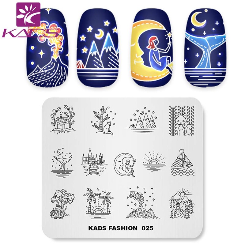 KADS Nail Stamping Stencils Nail Stamp Plates Night Sky Series