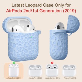 DGege Leropard Engraved for AirPods Case Cover, Stylish Soft Silicone Protector with Keychain Compatible with Airpods 2nd/1st Generation Case,Front LED Visible,Lalic