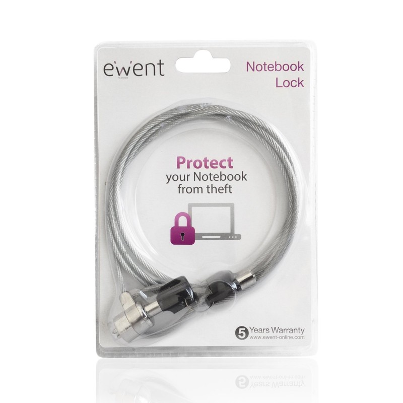Ewent EW1242 Steel Security Cable with Lock for PC Laptop,