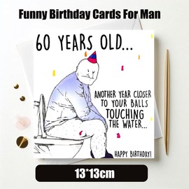 Funny 60th Birthday Cards For Men, 60th Rude Birthday Cards For Dad,Husband,Boyfriend, 60 Years birthday Gifts For Men, Blank Inside Design With Envelope,13 * 13 cm