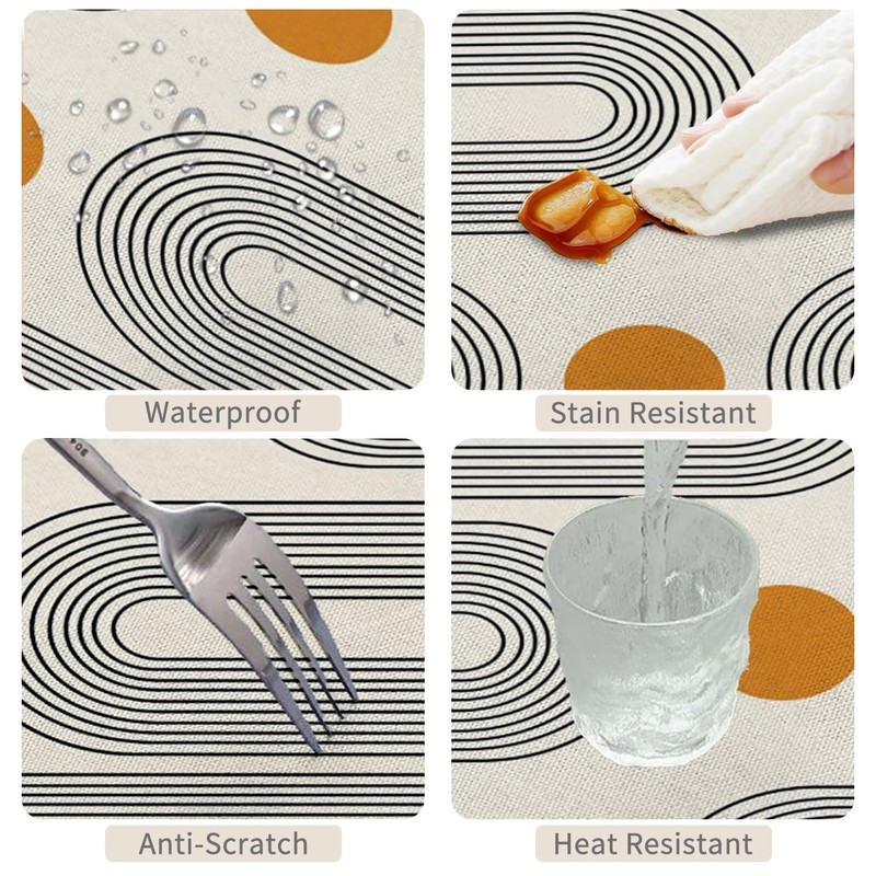 TTQYFNM Boho Mid Century Round Tablecloth 70 Inch Minimalist Abstract