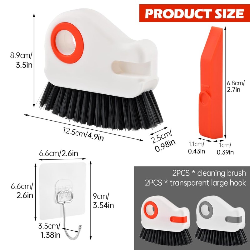 2‑in‑1 Groove Cleaning Brush, Window Track Cleaner with Bristle &