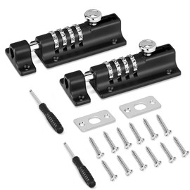 Fenghome Combination Locking Bolt, 4 Digit Sliding Lockable Padbolt with Anti-Tamper Screws, 120mm Stainless Steel Gate Door Bolt Lock, Code Locks for Sheds, Cabinet, Bedroom Door Lock (2 Pack-Black)
