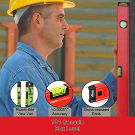 Kapro - 781 Genesis Box Level - Features Horizontal Vial and Dual-View Plumb Site - VPA Certified - Aluminum - 48 Inch