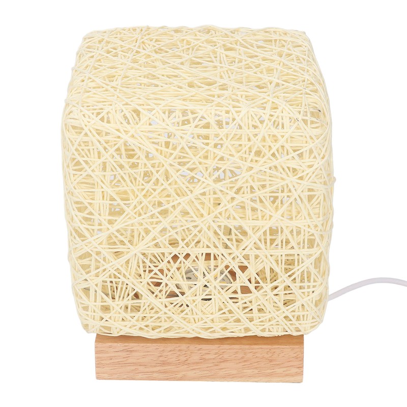 Rattan Table Lamp with LED Bulb USB Powered Decorative Hand