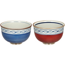 Rice Bowl: Arita Ware, Kuresumaki Arabesque, Red Scroll Arabesque, Light and Heavy Use Bowl (Set of 2) Japanese Pair Bowl Pottery/Size (Φ13.2 x 8.4/No: 813750