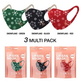 Christmas Copper Ion Infused Washable Reusable Face Coverings Masks Made in South Korea (Snowflake 3 Pack)