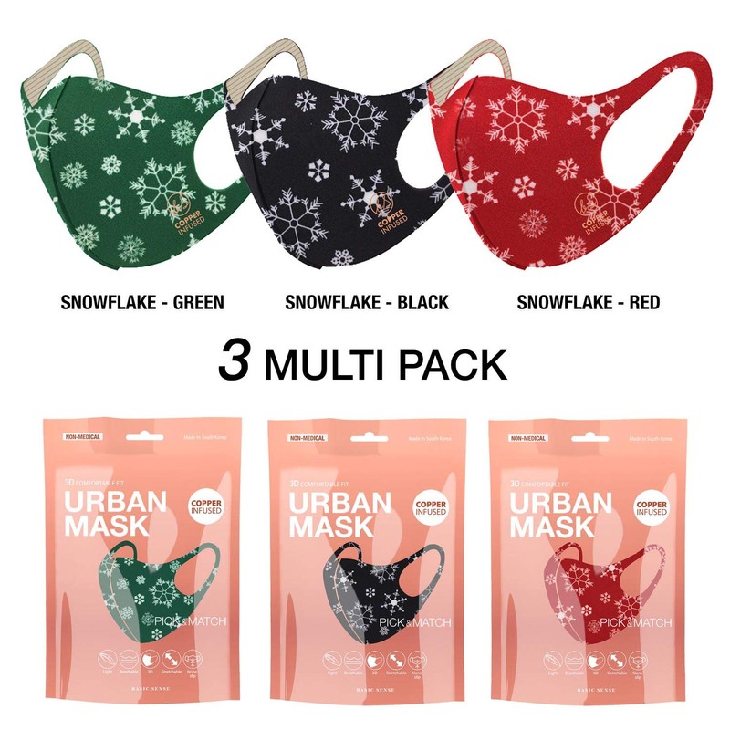 Christmas Copper Ion Infused Washable Reusable Face Coverings Masks Made
