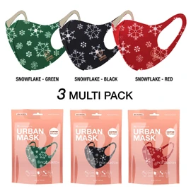Christmas Copper Ion Infused Washable Reusable Face Coverings Masks Made in South Korea (Snowflake 3 Pack)
