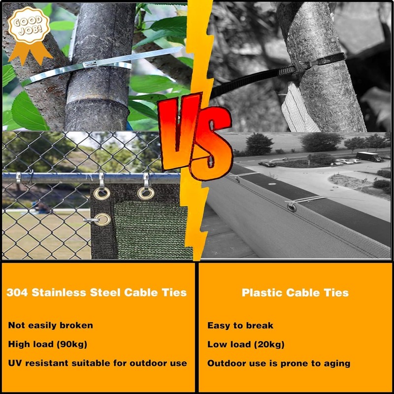 Stainless Steel Cable Ties, Deecam 50 Pcs 4.6×500mm Metal Cable