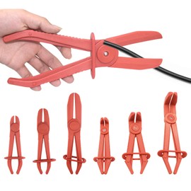Hose Clamp Pliers, Straight and 90° Angled Line Clamps Flexible Hose Clamps Pliers Kit, Hose Pinch Off Pliers Set Line Clamps for Flexible Hoses Fuel Hoses Gas Lines(Red,Size:6Pcs)