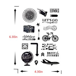 Airplane Camera Bicycle Clear Stamps Travel Journey Transparent Silicone Stamp Album Cards Rubber Stamp for Card Making Decoration and DIY Scrapbooking