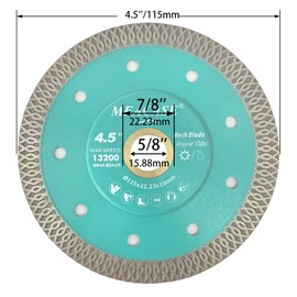 Meacase 4-1/2 inch Super Thin Diamond Tile Saw Blade for Angle Grinder for Porcelain Ceramic Tiles Granite Marble with 7/8"-5/8" Arbor