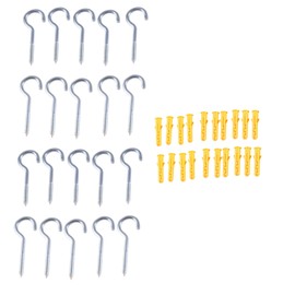 GIVIHGETI Pack of 20 Stainless Steel Screw-In Hooks, Metal Hooks, Self-Tapping Eyelet Ring Bolt Hooks, Hook Bolt Screw with a Round Screw Hook, Extended Hook (M4-50 mm