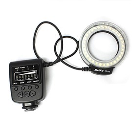Meike LED Macro Ring Blitzlicht FC-100 Kompatibel mit Canon Nikon Pentax Olympus DSLR Kamera Camcorder mit Adapterringen