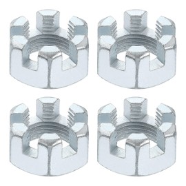 sourcing map 3/4-16 UNF Hexagon Slotted Nut, Grade 6.8 Zinc-Plated Carbon Steel Hex Nuts Good for Machinery Repairing, Silver, 4Pcs