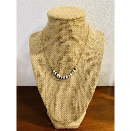 Unbranded Vintage 1970’s Dainty Goldtone Heishi Choker Necklace 15 1/2", Boho Hippie NWT