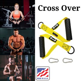 DUMBBELL Handle Straps Cross Over Foam Strength Gym Training Grips (Pair) - Yellow