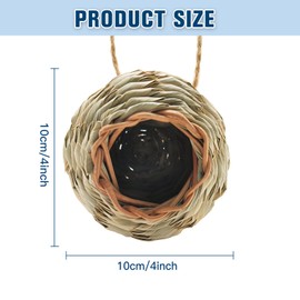 WDEFUN Humming Bird Houses for Outdoor Hanging, Natural Grass Bird Hut,Hand Woven Hummingbird Nest,Wren Finch Bird House for Garden Window Outdoor Home 2 Pack