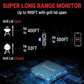Termóde de carne verdaderamente inalámbrico, termóde de carne Bluetooth para asar y ahum, sonda inalámbrica de termómetro de carne para horno de barbacoa