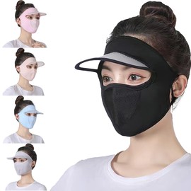 [VEVE&MIKI] 日焼け防止フェイスカバー 繰り返し 洗える 日よけ UVカット ェイスカバー UPF50 360°顔 ３D 小顔 接触冷感 ひんやり 紫外線 対策 息苦しくない 呼吸がしやすい 吸汗速乾 ェイスカバー (ブラック)