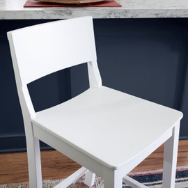 Linon White Benton Solid Rubberwood MidCentury Stool Set of 2, Counter Height