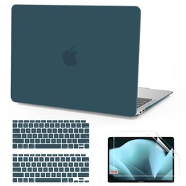 Anban Compatible with MacBook Air 13 inch Case M1 2021 2020 2019 2018 A2337 A2179 A1932 Touch ID, Matte Plastic Hard Shell Case for MacBook Air 13.3 inch+2 Keyboard Cover+Screen Protector, Deep Teal