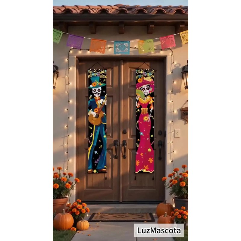 Decoración de Día de Muertos para Puerta, de 2 Banners