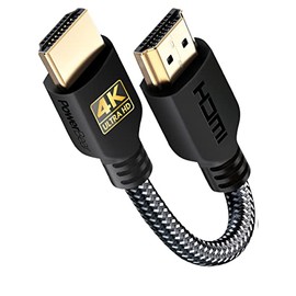 PowerBear - Cable HDMI 4K de 0.15 m | Cable HDMI corto, nailon trenzado y conectores de oro, 4K @ 60Hz, 2K, 1080P, ARC y clasificación CL3 | para lapt