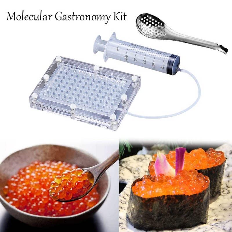 Molecular Gastronomy Kit 96 Holes Caviar Maker with Spherification Spoon,