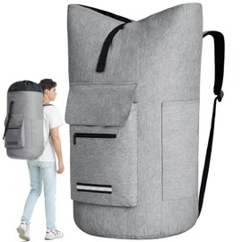 Laundry Backpack Bag, 115L Extra Large Laundry Bag with Straps, Heavy Duty Laundry Backpack with 4 Pockets, Sturdy College Backpack Laundry Bags, XL Laundromat Bags for College Dorm Room, Apartment