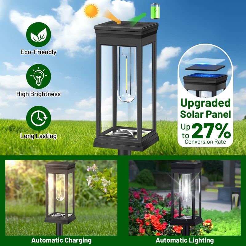 BesLowe 【Upgraded】 Solar Pathway Lights Outdoor, 8-Pack Large LED Solar