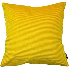 Riva Paoletti Munich Cushion Cover Corduroy-Soft Ribbed Effect-87 13% Polyamide-Dry Clean only-45 x 45cm inches), Polyester, Ceylon Yellow, 45cm x 45cm (18" x 18")
