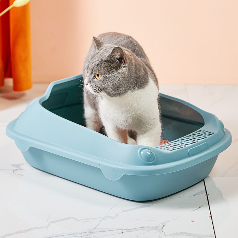 Semi Enclosed Cat Litter Box Odor Insulation Prevent Slip Large
