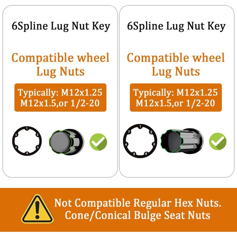 CHRYMUM 6 & 7 Spline Lug Nut Socket Key, Aftermarket