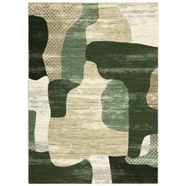 Modern Abstract Rug for Living Room 8x10 Non-Slip Low Pile Washable Rugs, Large Stain-Resistant Contemporary Indoor Carpet, Neutral Rugs Print Floor Mats for Bedroom Dining Room Office, Green