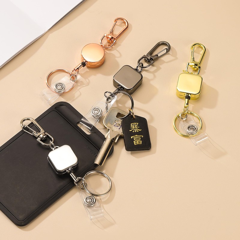 PATIKIL 2Pack Retractable Keychain, Metal Badge Reels Retractable Badge Holder