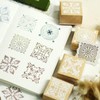 Square Stamps Flower Pattern Stamp Wooden Rubber Stamp Flower Motif