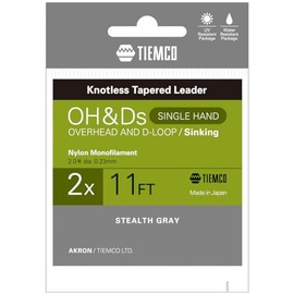 TIEMCO 175002311020 Leader Overhead & Dee Sinking Single, Nylon, 11FT, 2X, Stealth Gray